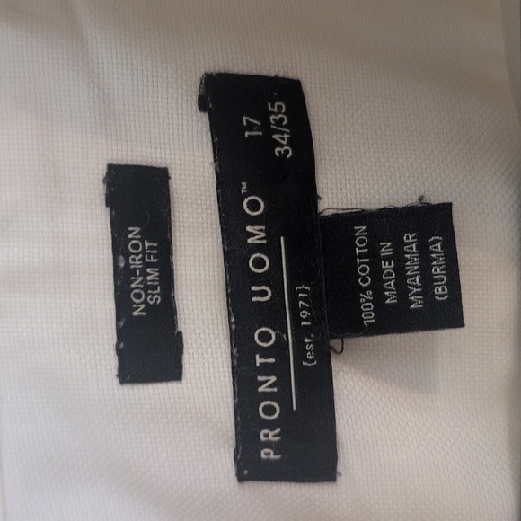 Pronto Uomo Yellow Cream Non Iron Slim Fit Long Sleeve Button Down Shirt Size 17 - Picture 2 of 6